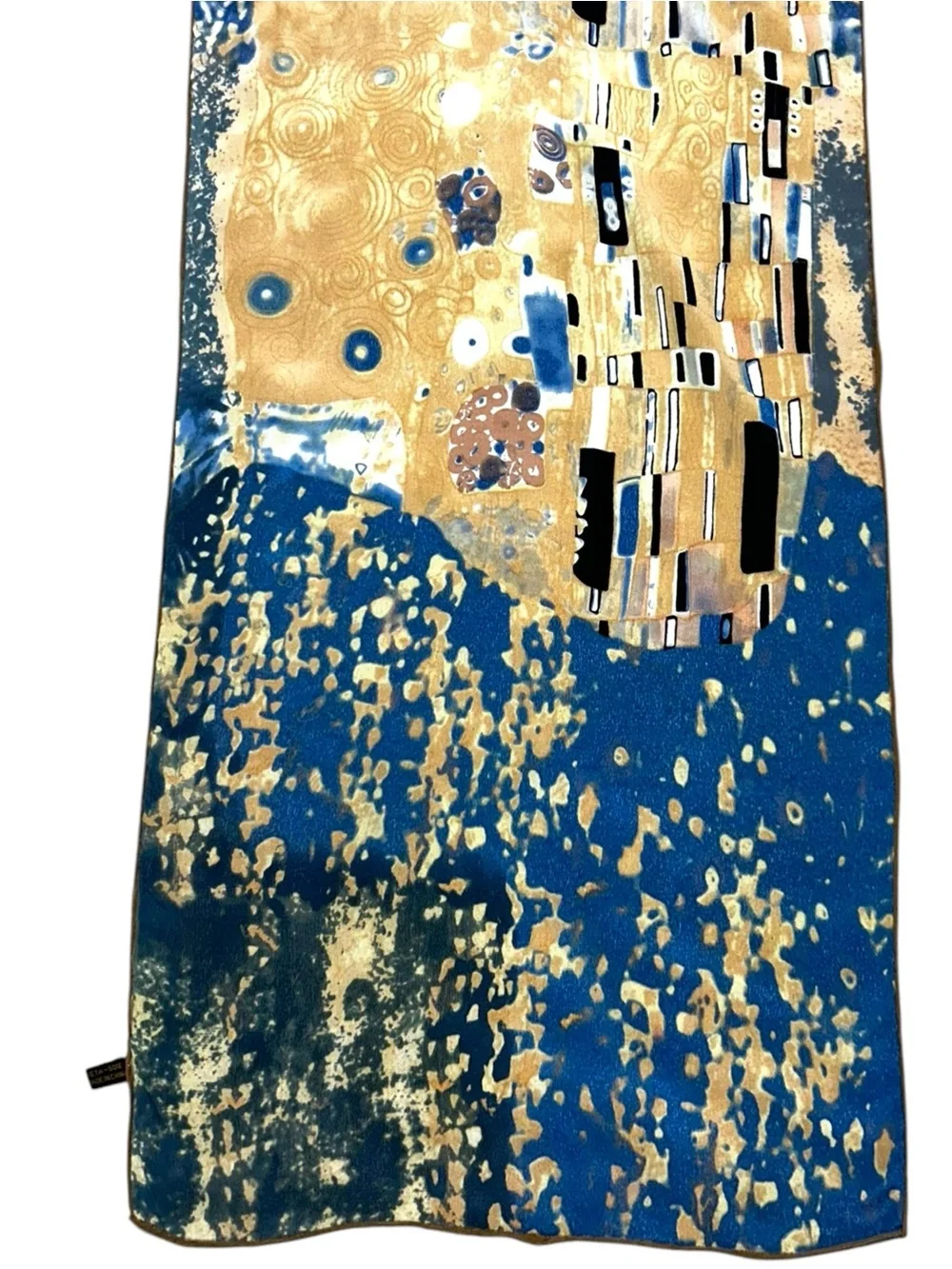 Gustav Klimt The Kiss Art Print 100% Silk Oblong Scarf Blue Gold 62x16